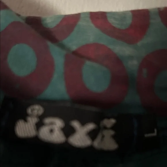 Jayli Phish Teal and Red Flare Pants - Picture 4 of 5